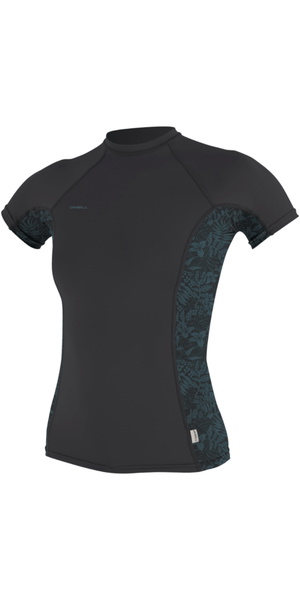 2026 O'Neill Womens Hyperfreak Skins Short Sleeve Rash Vest 5694 - Tempered Steel / Shaded Island Sky
